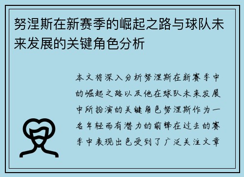 努涅斯在新赛季的崛起之路与球队未来发展的关键角色分析